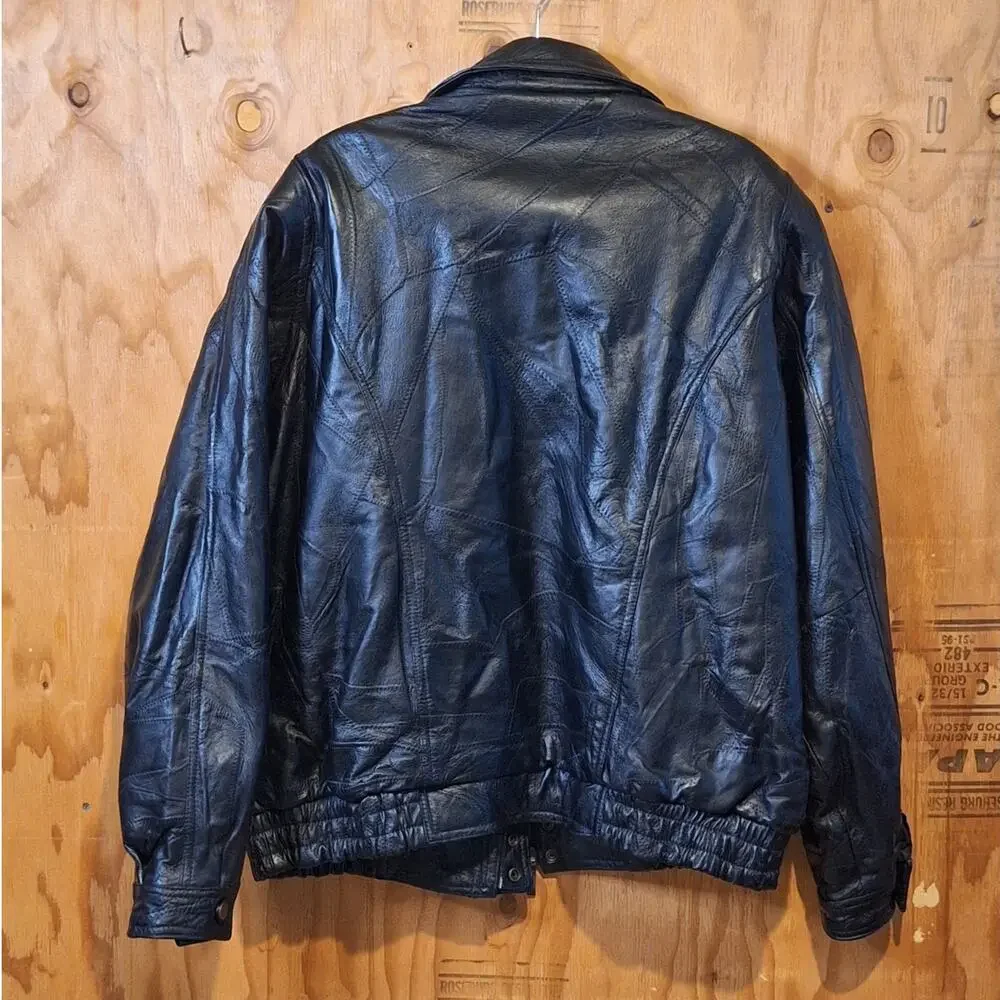 Leather U.S.A. Vintage Men's Leather Jacket Size XL Bikercore Motorcycle Edgy